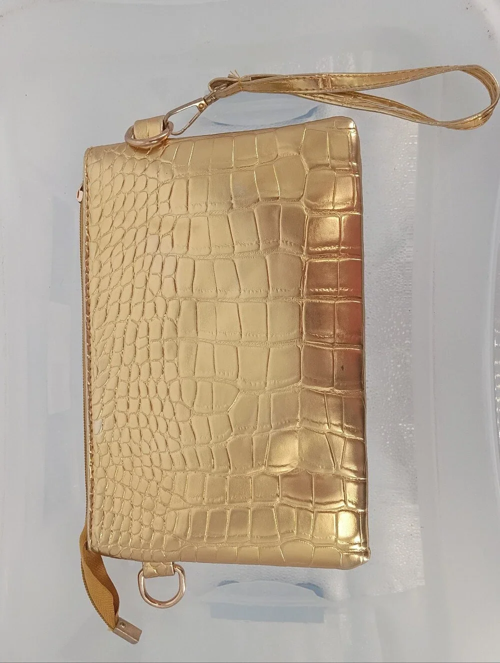 GJGJTER Gold Croc-Embossed Women’s Satchel and Wristlet Set